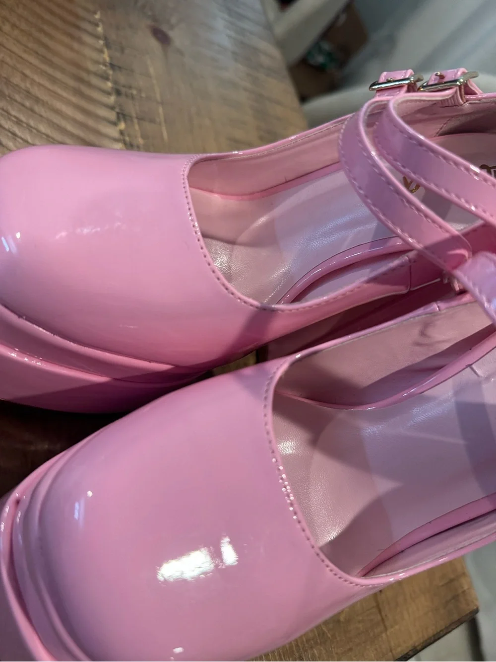 Pink Platform Mary Jane 6in Heels 7.5